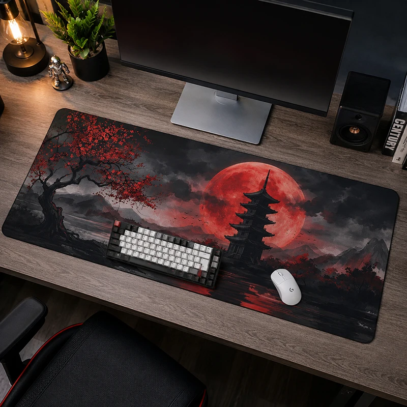 Mouse Pad Gamer Crimson Moon Pagoda XL Home New Custom Mousepad XXL Mechanical Keyboard Pad keyboard pad Office Soft Carpet PC