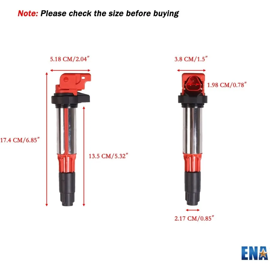 مجموعة من 6 قطع من ملف الإشعال الأحمر المتوافقة مع BMW 325i 330i 525i 545i 550i 650i 750i Alpine B7 M3 X3 X5 Z3 Z4 20012010 2.5L 3