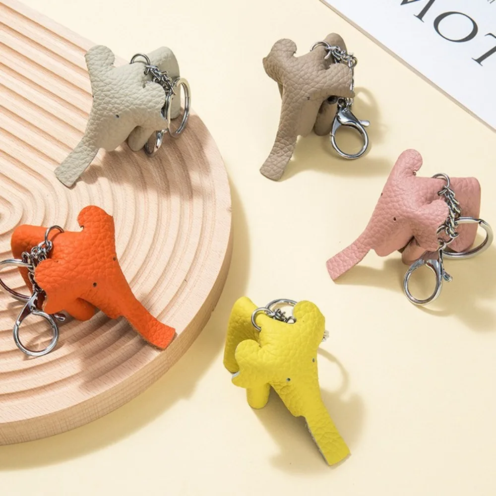 الإبداعية جلد طبيعي محظوظ الفيل المفاتيح اليدوية هدية الفيل قلادة DIY أنماط متعددة معلقة مفتاح