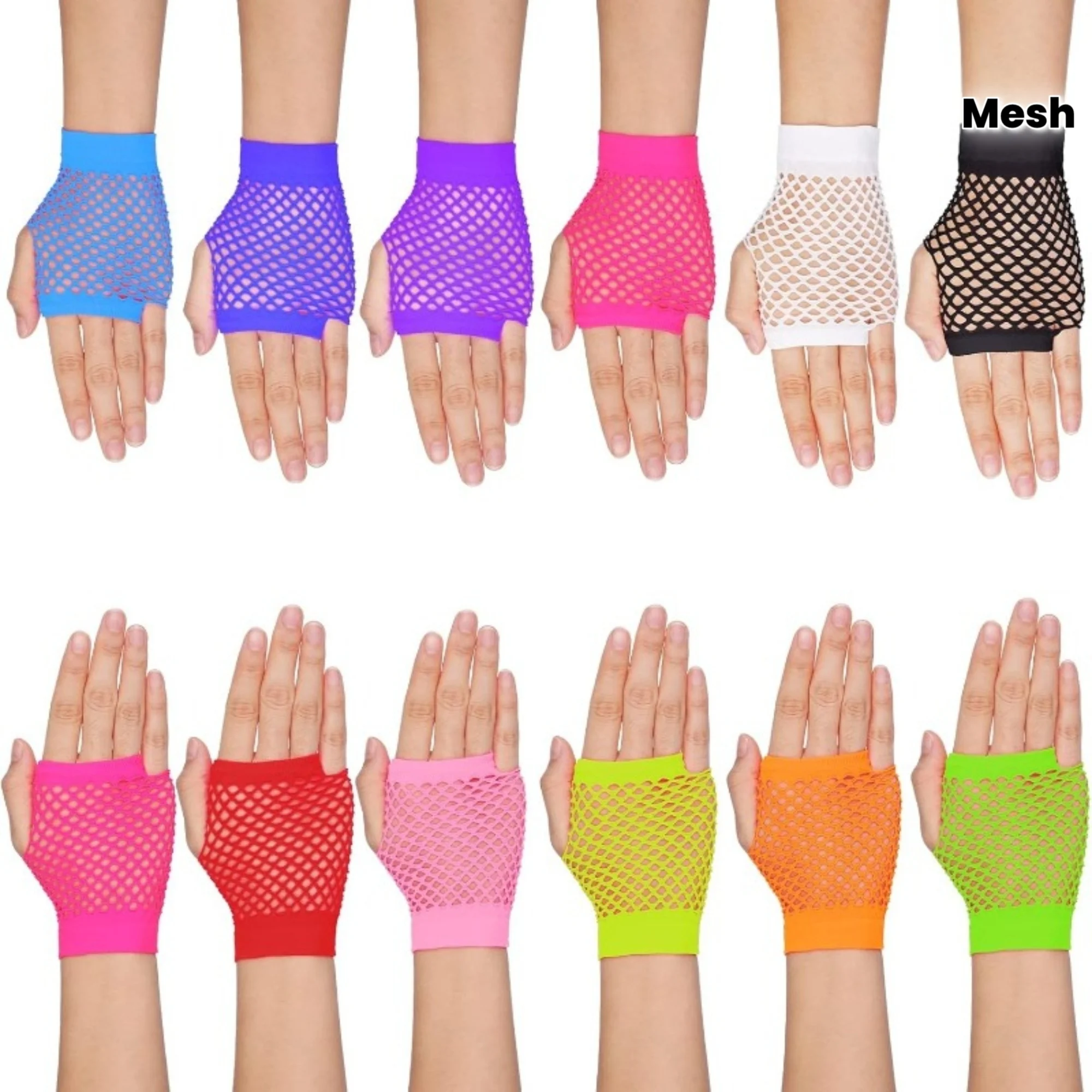 

1Pair Stretchy Mesh Short Women's Summer Fishnet Half-Finger Gloves - Various Colors for Performance Decoration