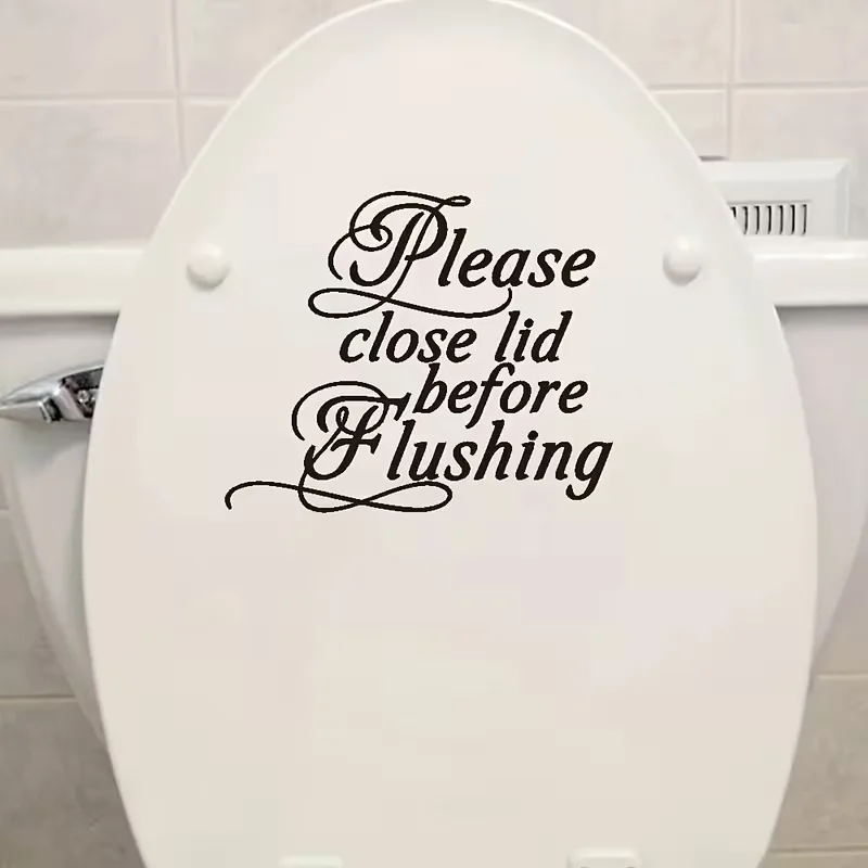 1pc of Sticker Saying 'Please Close Lid Before Flushing', Made of Self-Adhesive Vinyl, Removable Home Beautification Decoration
