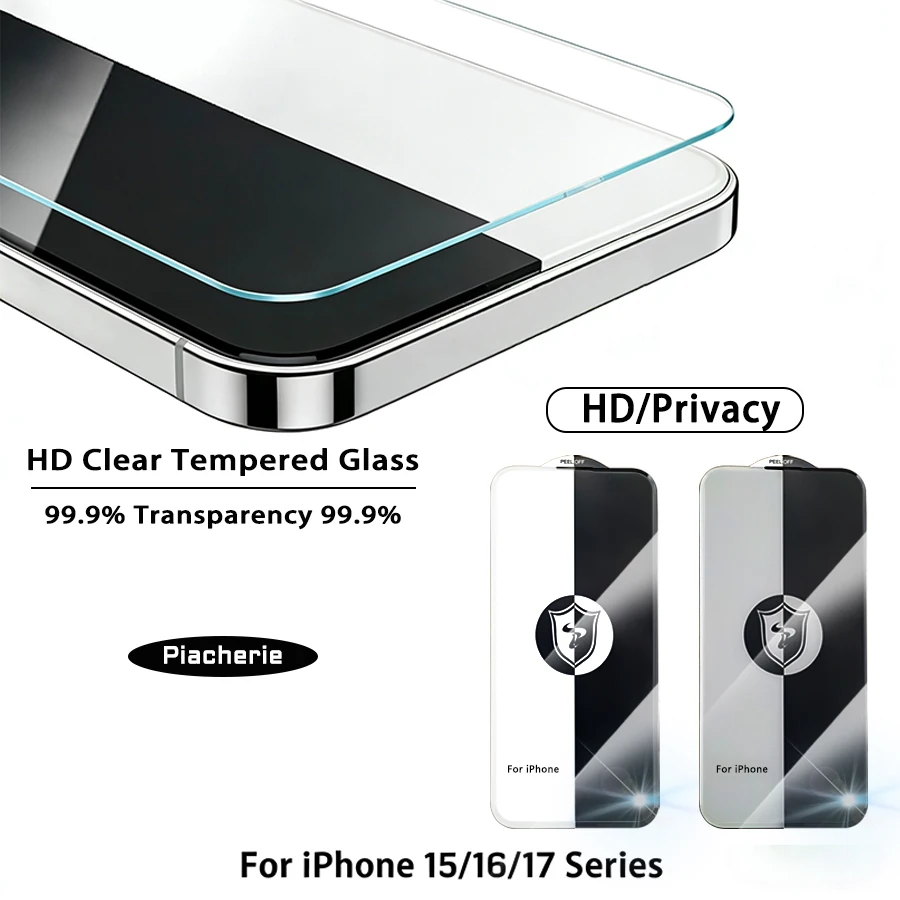 Cut Edge 0.5mm Privacy Tempered Glass For iPhone 18 Duo 17 15 16 Pro Max Plus Screen Protector Anti Dust Mesh Luxury Full Cover