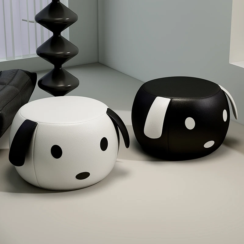 

Круглый пуф-стул в виде щенка из искусственной кожи, табурет для спальни, кресло для туалетного столика, мультяшный круглый табурет, мебель для дома