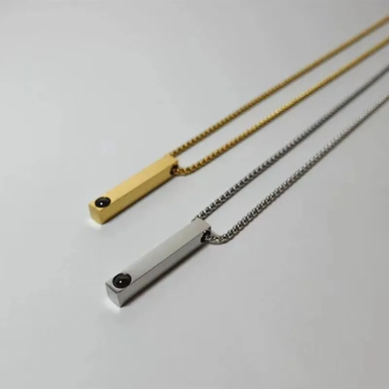 Custom Color Photo Projection Necklace Simple Column Titanium Steel Pendants For Girlfriend Mom 2025 Festival Romantic Gifts
