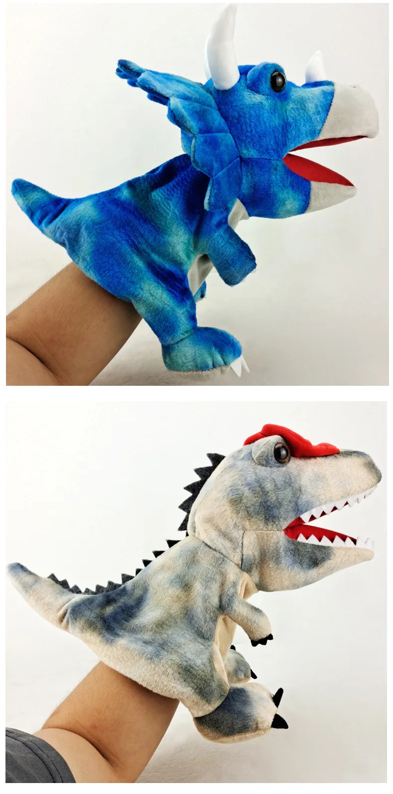 Neue 11-Stil Dinosaurier Handpuppe Plüschtiere Kindergartenaufführung Handsteuerhandschuhe Triceratops Tyrannosaurus Dilophosaurus – Detail 11