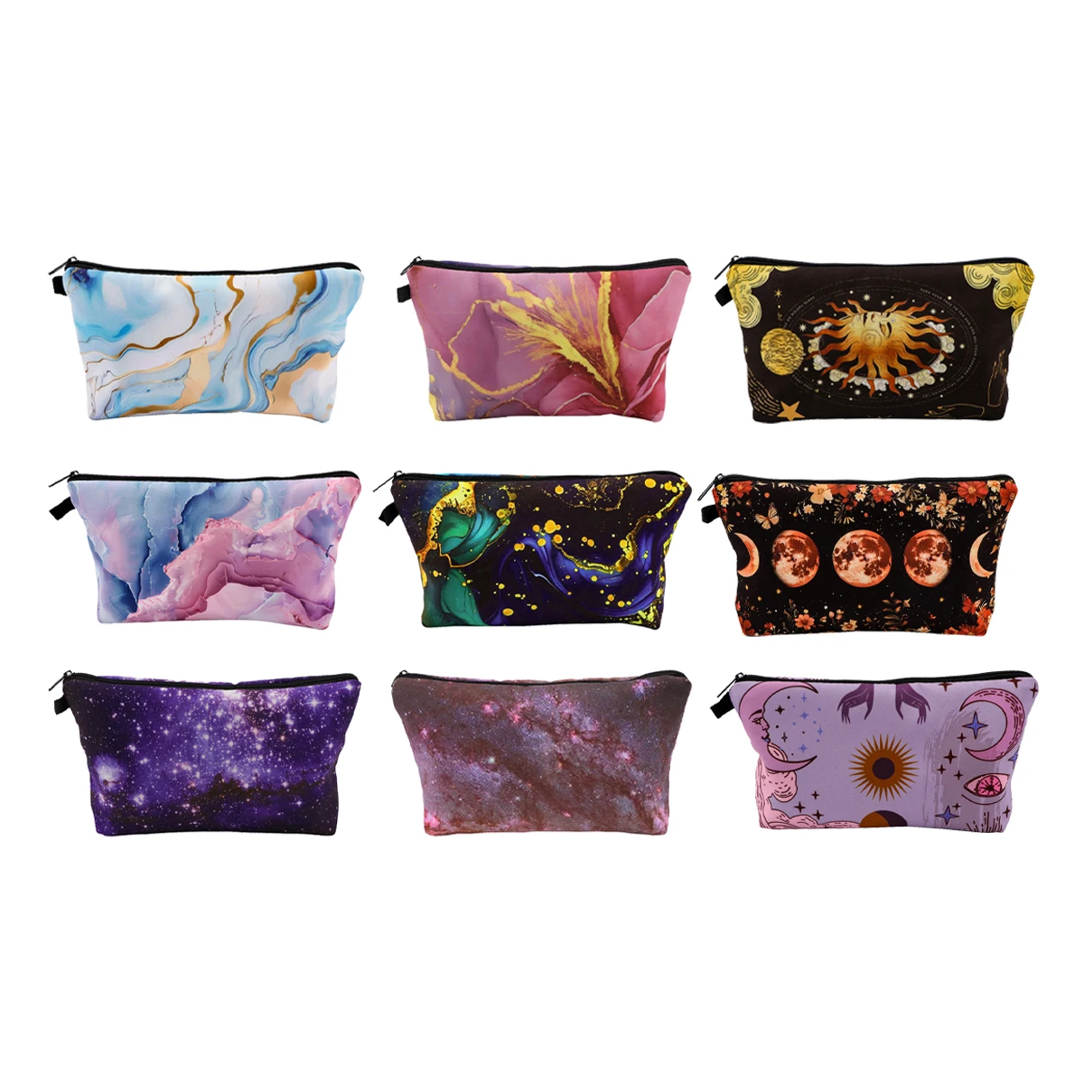 Marmor-Sternenhimmel-Kosmetiktaschen, tragbar, für Damen, Sonne, Mond, Gesicht, Reise-Aufbewahrungstasche, Lippenstift, Kosmetik, kleine Taschen, Organizer-Etui