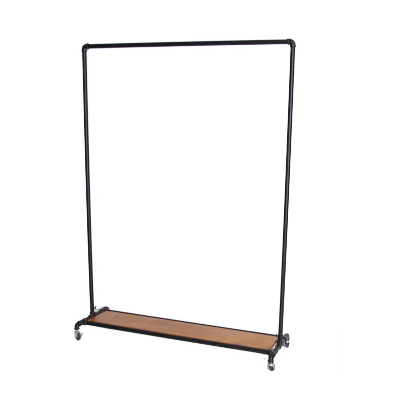 

Customizable American wrought iron solid wood retro old clothing store display water pipe gantry floor hanging clothes hat rack