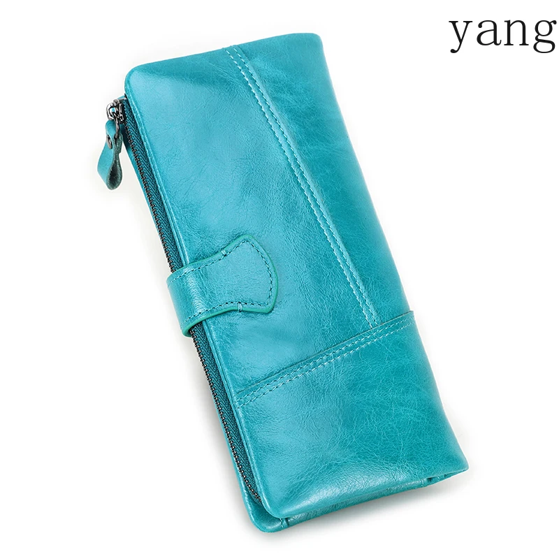 Fashion Long Wallet Women Genuine Leather Female Clutch Wallets Zipper Coin Purse Portomonee Money Bag Card Holder Bag