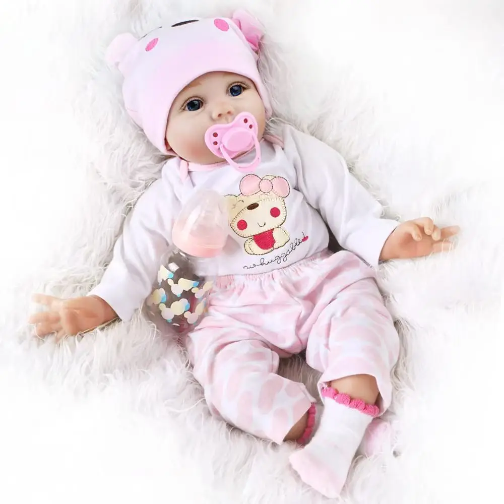 55cm/inch soft cloth body doll Acrylic Eye Simulation Cute Reborn Doll gift Play house dress up game children Companion toy
