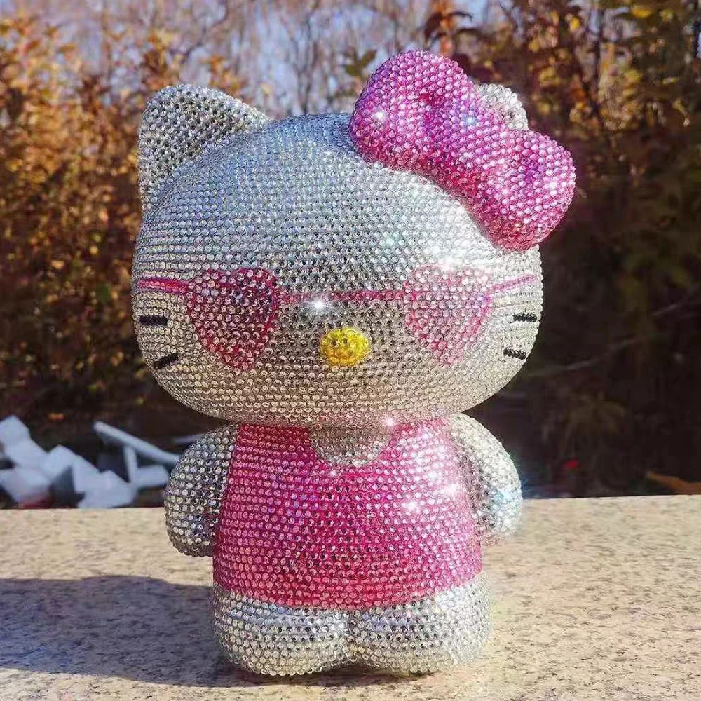 

Hello Kitty Coin storage box 22cm Rhinestones Crystal BlingBling Bank Money Boxes Storage Kids Toys Home Decor Money Saving Box