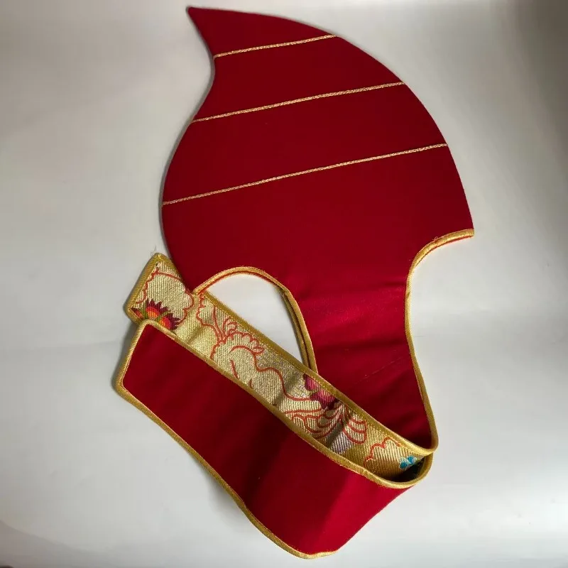 Tibetan Buddhist Pandita Hat Red Lama Monk Hat Scholar Hat for Ritual Dharma Assembly Meditation Cap Religious Supplies
