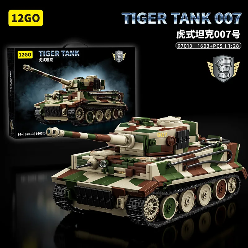 

Military Tank Model Building Blocks Toy with Box MOC Army Technology Tiger M26 Tank Vehicle DIY Bricks Toy for Kids Boys
