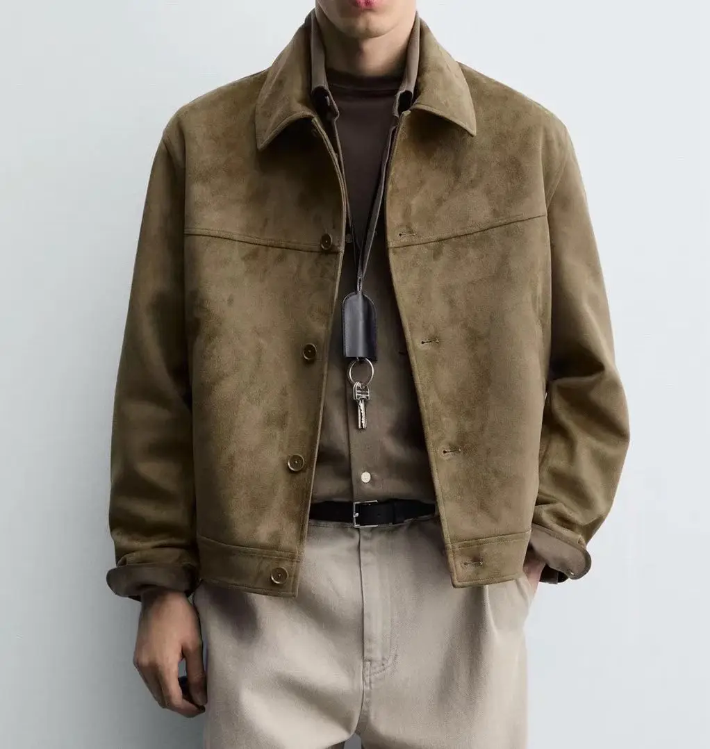 

Retro Faionable Slim Fit Straight Cut Jaet Spring Autumn Men's Clothing Trendy Collar Stand up Coat Polyester Fiber