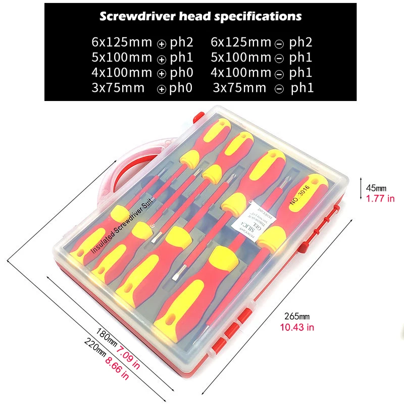 8 PCS Insulated Screwdriver Set Slotted Phillips High Voltage Resistant Screw Driver Electrician\'s Professional Tools Hand Tools