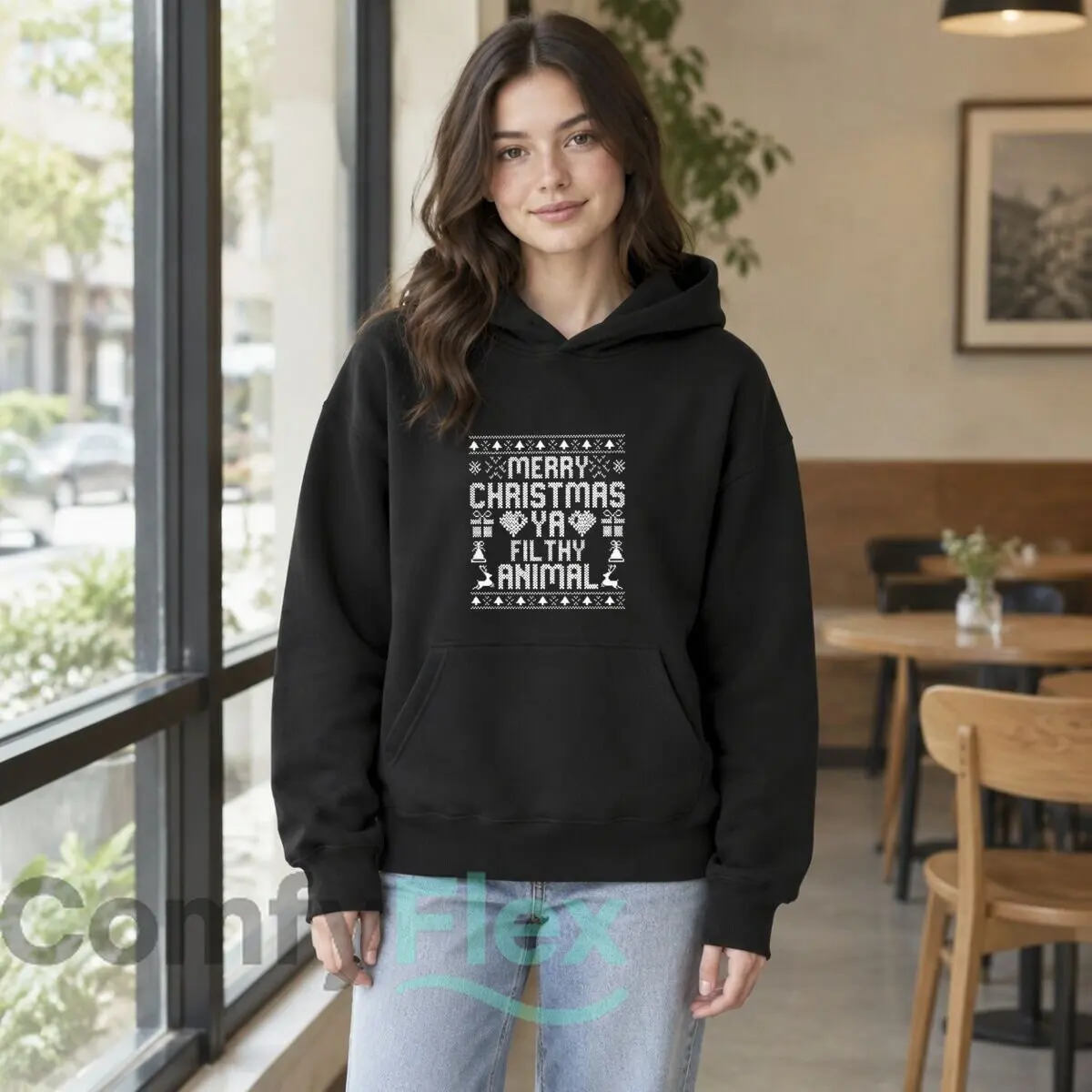 Merry Christmas Filthy Animal Santa Claus Holiday Design Autumn and winter new men's and women's hooded sweatshirts
