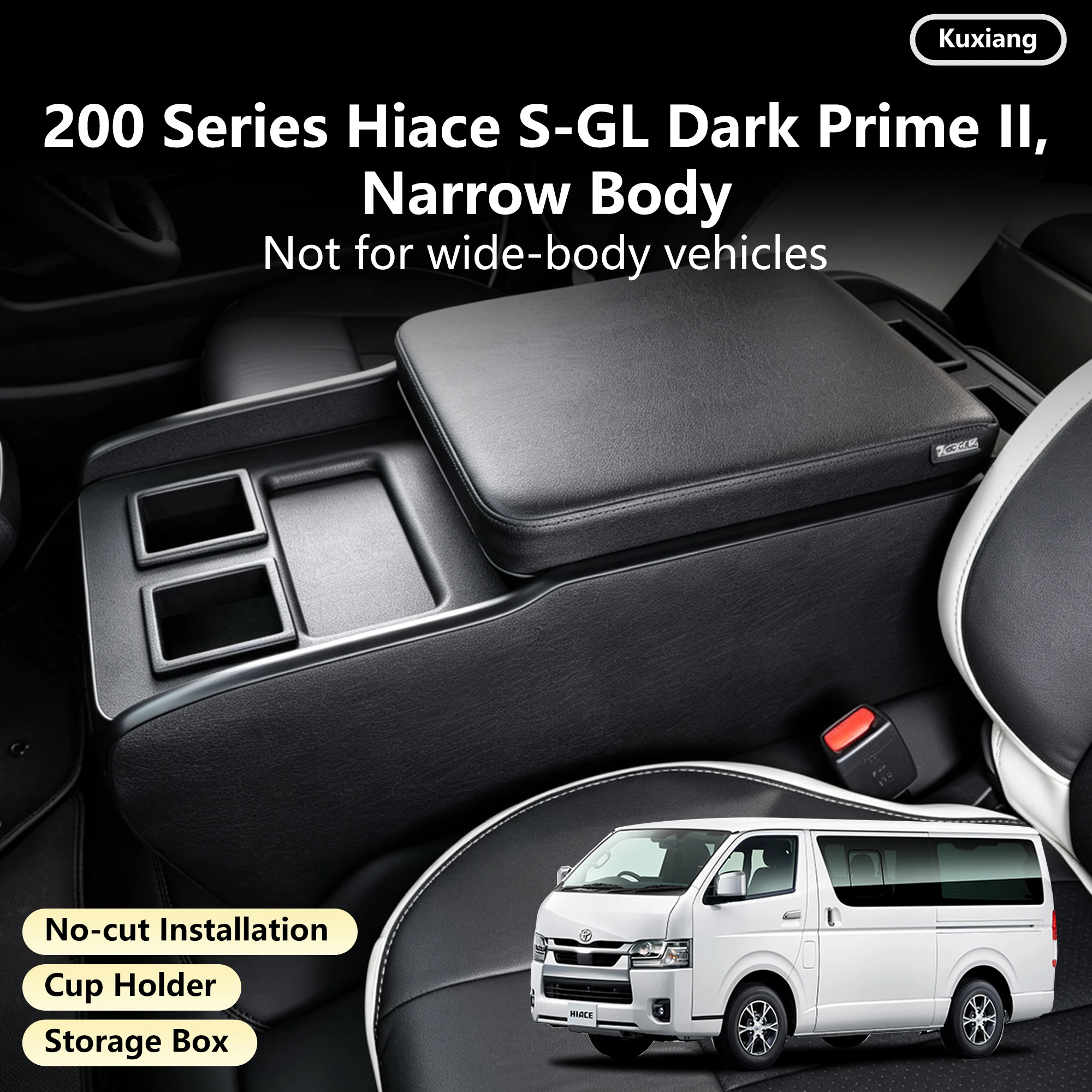 Center Console Armrest Narrow Body Vehicles for Hiace 200 Series S-GL Dark Prime II Armrest Box Hiace Console Box