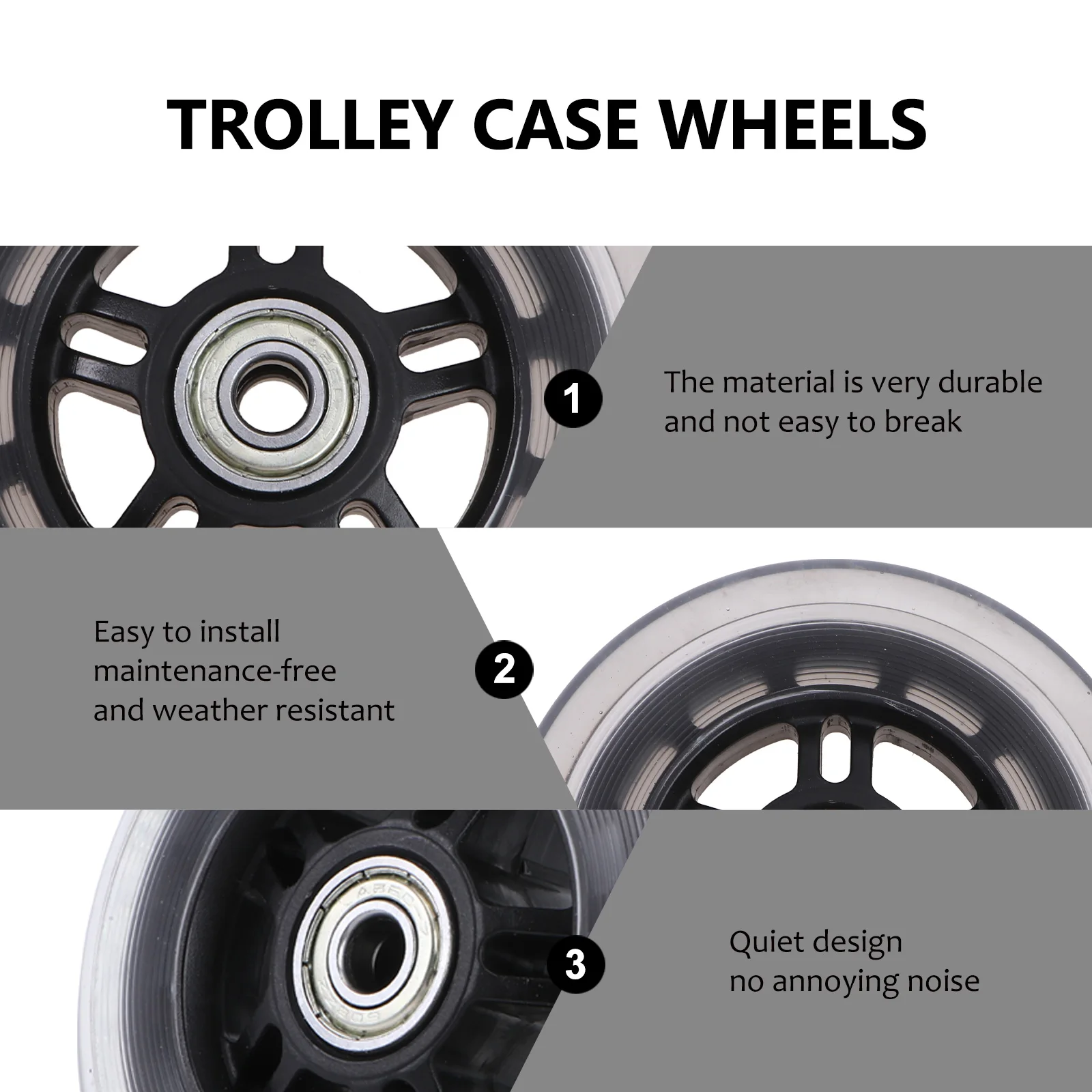 4 قطعة 100 مللي متر مرونة عالية بولي PU عجلات سكوتر مثاليا متعددة الوظائف استبدال حقيبة تروللي بعجلات عجلة سكوتر PU #2