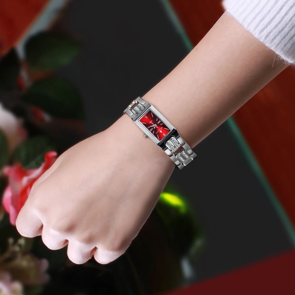 MIYOTA Quartz Watch for Women Luxury Brand Waterproof Rectangle Stainless Steel Bracelet Wristwatch Fashion Red Lady Watch 2022