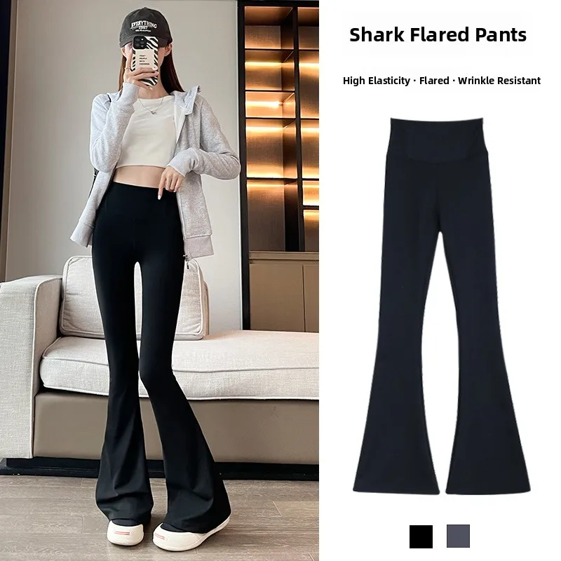 

Женские расклешенные брюки для йоги с высокой талией, утягивающие, черные, весна-осень 2025, новые, для танцев, повседневные, длинные