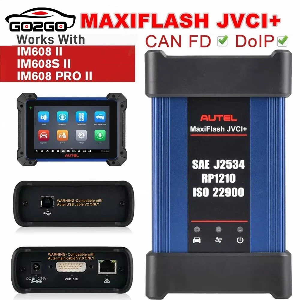 Autel MaxiFlash JVCI+ J2534 Pass-Thru ECU Programming Driver with CAN FD & DoIP Protocol For Autel MaxiIM IM608 II / Laptop / PC