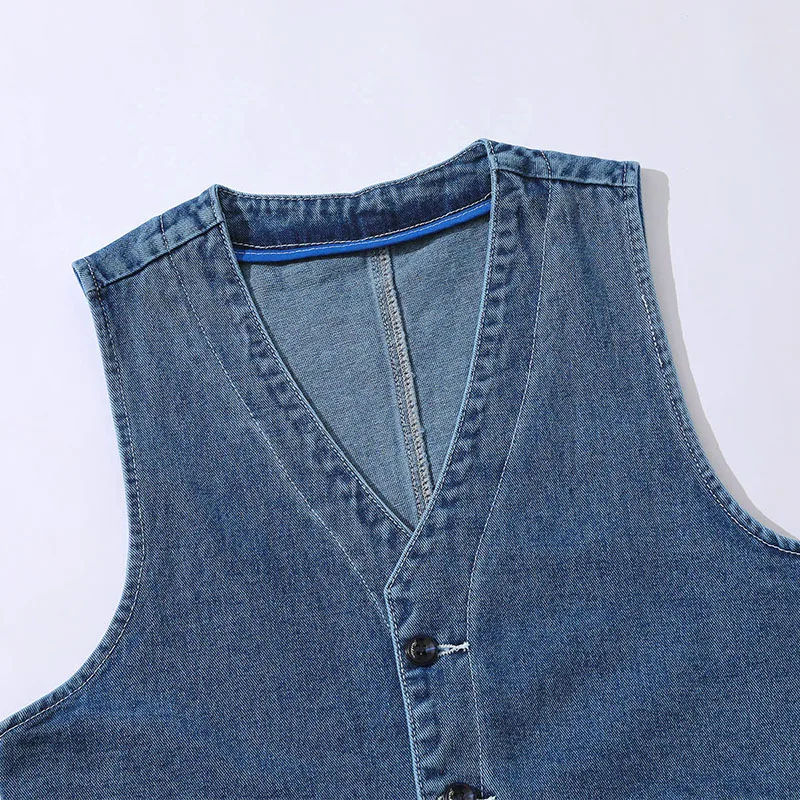 Denim Vest Men's Jacket Spring - Men'S Fashion Vest With Jeans บทวิจารณ์และราคา