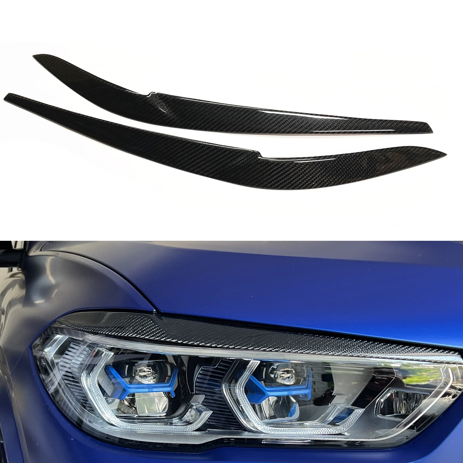 

For BMW G05 X5 2018-2022 F95 X5M 2019-2022 Carbon Fiber Car Head Light Lamp Headlamp Eyebrow Front Headlight Eyelid Cover Trim