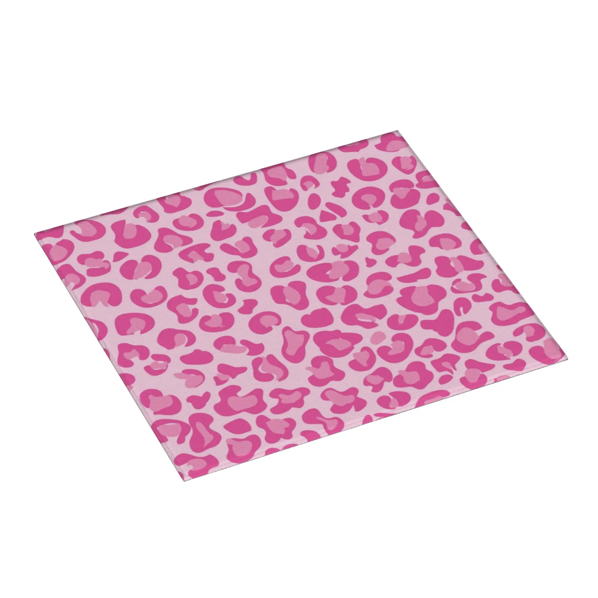 Pink Leopard Print Drying Mat For Kitchen Waterproof Non‑Slip Oil Proof Reusable  Bathroom Countertop Protector Mat
