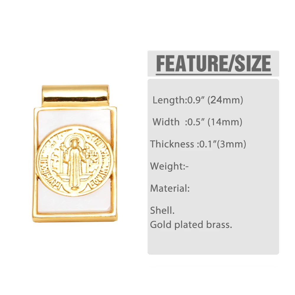 OCESRIO Fashion Shell Virgin Mary Pendant for Necklaces Copper Gold Plated Pearl San Benito Jewelry Making Component pdtb663