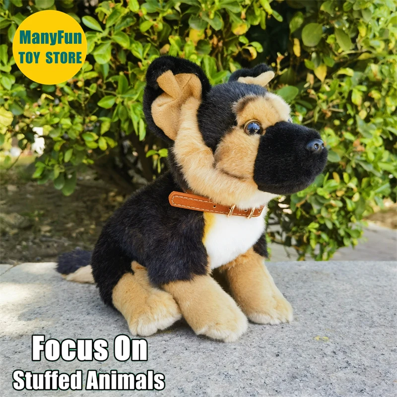 German Shepherd Plush Toy Realistic German Shepherd Dog Stuffed Animal Doll Lifelike Wolfhound Plushie GSD Soft Toy Gift
