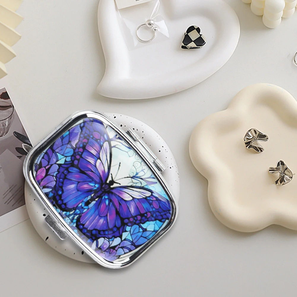 

Decorative Medicine Holder with 2 Compartment Portable Pill Container Metal Pill Organizer To Hold Supplements Vitamins Fish Oil
