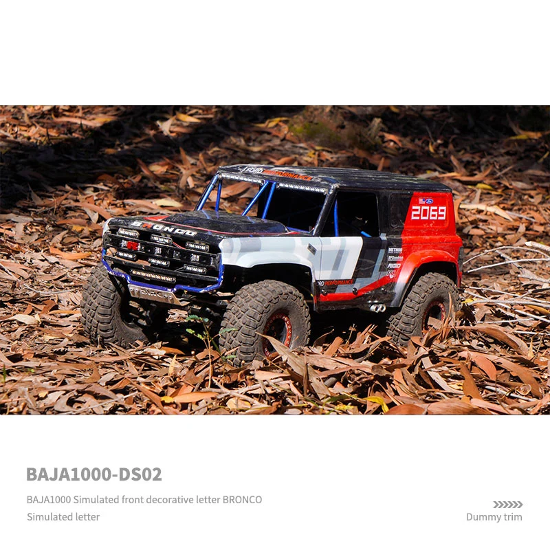 Symulowane litery przedniej Baja BRONCO BAJA1000 Rama rurki ze stopu tytanu DIY Garnish dla 1/10 RC Crawler Car Traxxas Parts