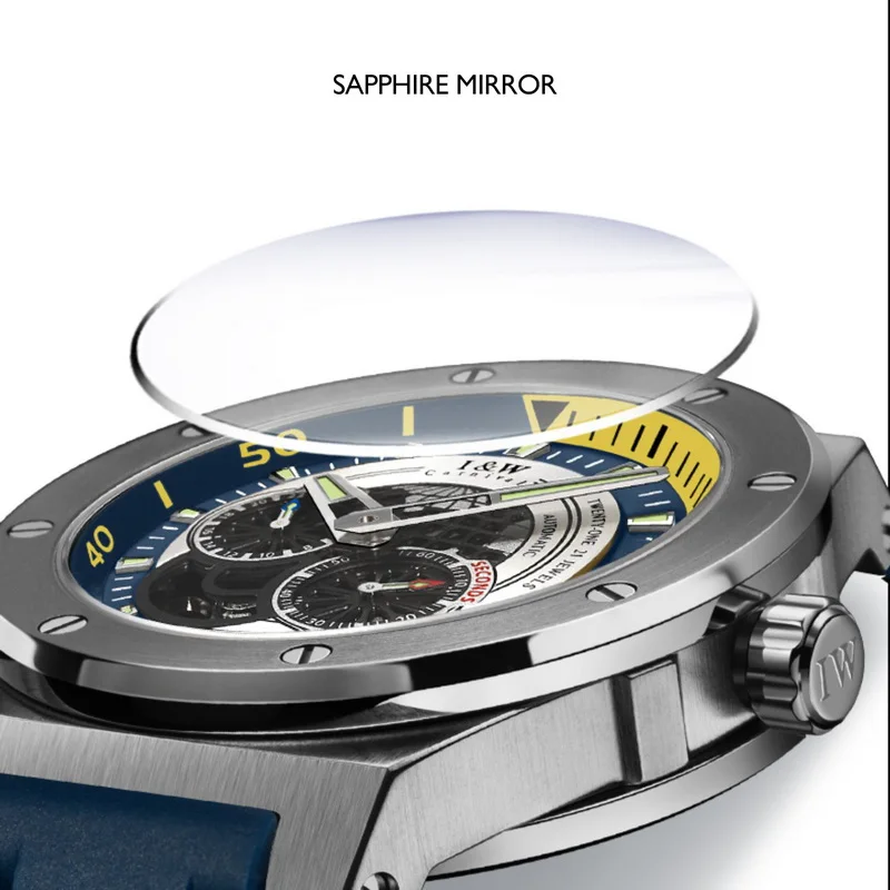 I&W Orologi di lusso da uomo 42mm Orologio alla moda Orologio da polso meccanico automatico Cinturino in caucciù luminoso impermeabile Zaffiro militare