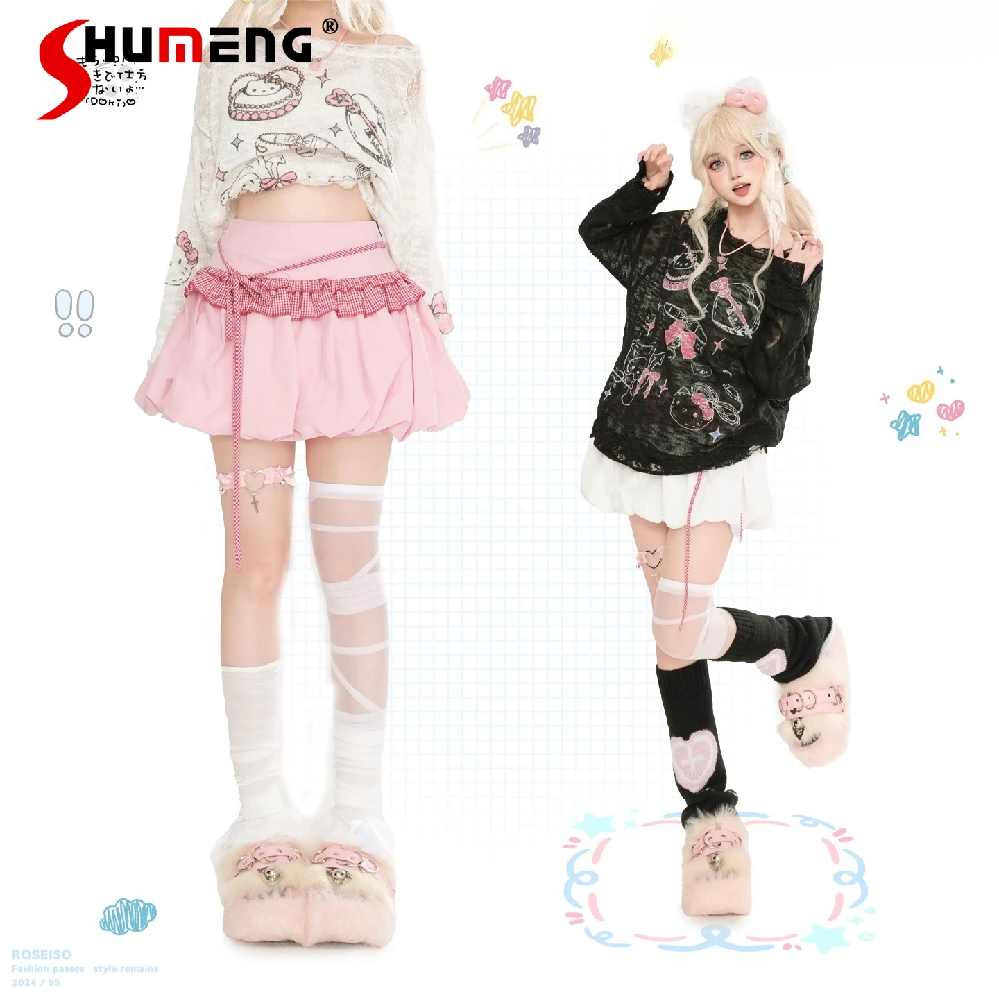 

Japanese Highstreet Sweet Cool Girl Y2K Mini Skirt Elastic High Waist Lace-up Bow Plaid Splicing Bud Short Skirts Women Summer