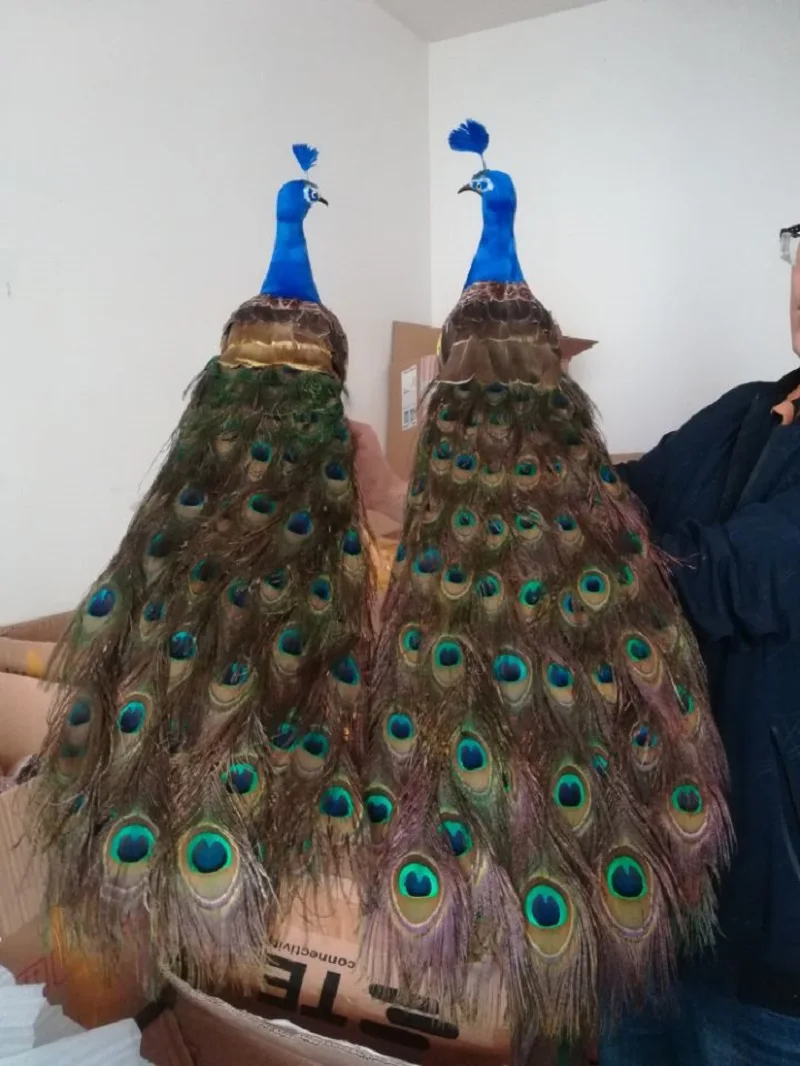 a pair of new lifelike peacock model foam&feather beautiful peacock doll about 80cm