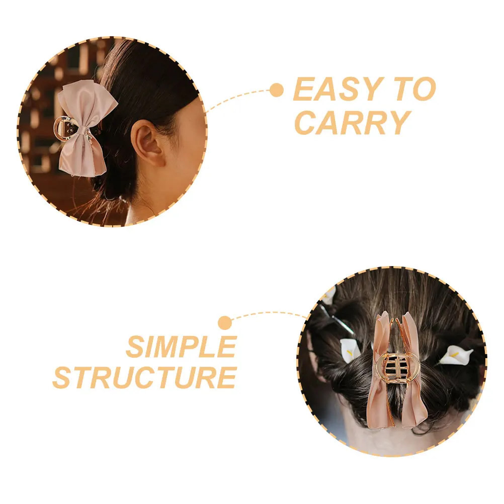 

3pcs Bow Claw Clips Satin Iron Large Claw Clips For Women Fine Thin Thick Hair Stylish Elegant Hair Accessories