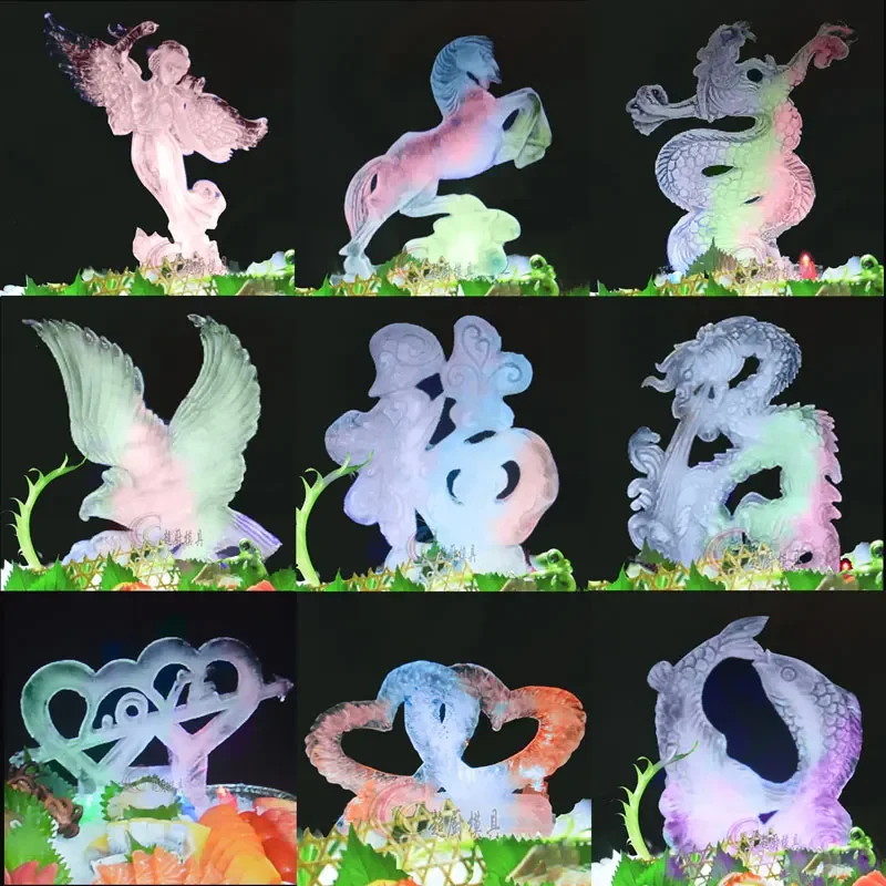 片面ドラゴンボート氷彫刻型、クリエイティブな刺身、塩、シリコンボート、魚の氷プレート装飾