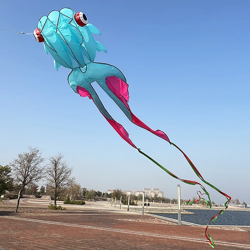 Cometa suave de pez dorado de 3 colores, Animal grande de cola larga, cometas de playa 3D con cola resistente al desgaste, fácil de volar y