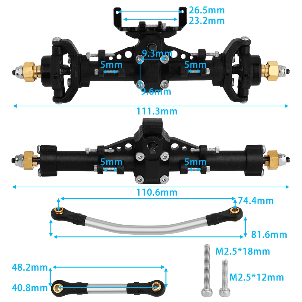 1/24 Scale Plastic Nylon Axles Front and Rear Portal Axle Assembly w/New C Knuckle for Axial SCX24 90081 C10 JEEP Upgrade Parts