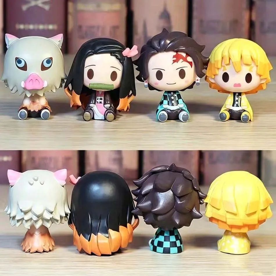 4Pcs/Set Demon Slayer Kamado Tanjirou Nezuko Agatsuma Zenitsu Action Figure Cute Anime Model PVC Statue Collectible Toys Gifts - view 2