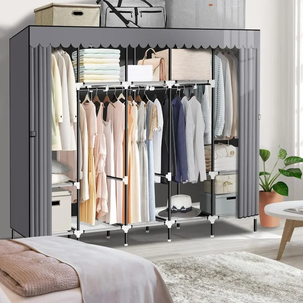 

Portable Closet, Large Size 82 "portable Closet with 5 Hanging Areas and 10 Storage Racks, Sturdy 25mm Steel Pipe,