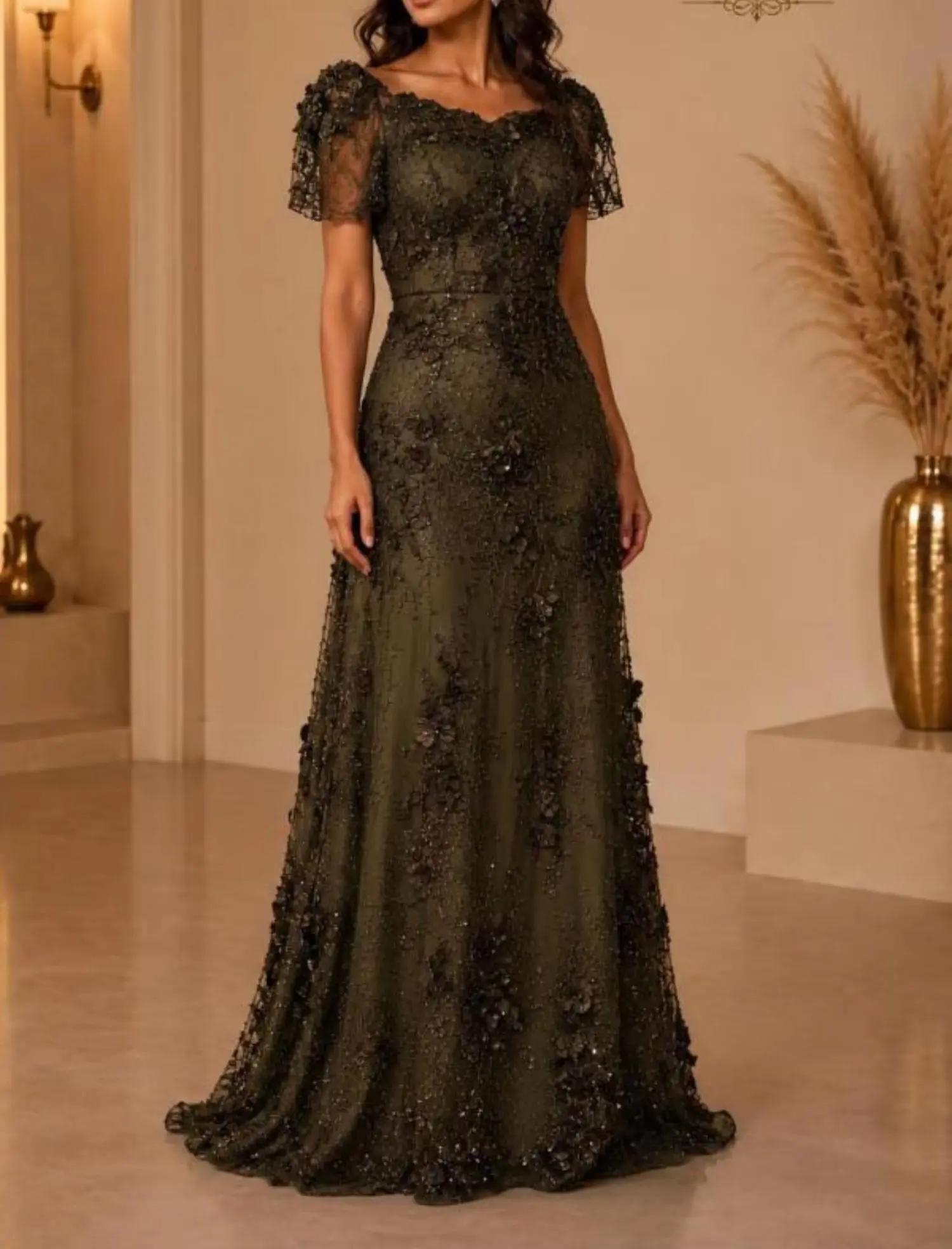 Customized Evening Dress Sizes Available Charmeuse Pleat Lace Pattern Mermaid Off-the-shoulder Long Luxury Prom Dresses Classic