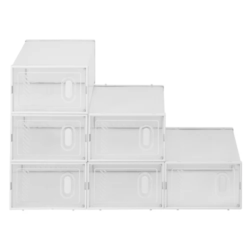 

Shoe Storage Boxes 6 Pack Clear Plastic Stackable - White