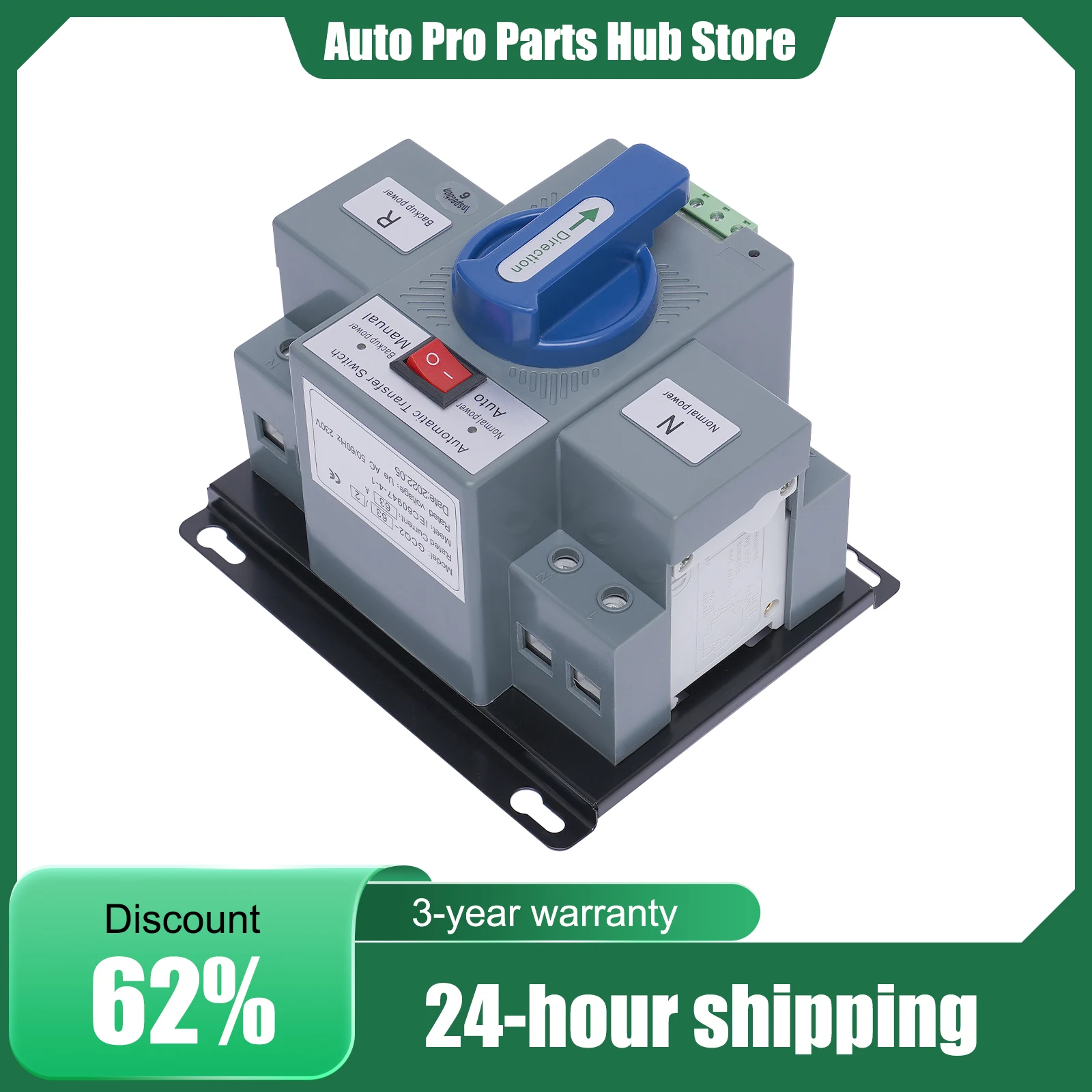 63A 2P ATS Dual Power Automatic Transfer Switch, Generator Changeover Switch 110V CB Level GCQ2-63/2