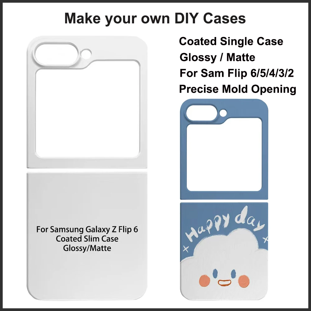 

10 шт. пустые чехлы для телефонов с покрытием для Samsung Z flip 6 5 4 3D сублимационный ПК однослойный яркий индивидуальный чехол для термопресса для фотографий