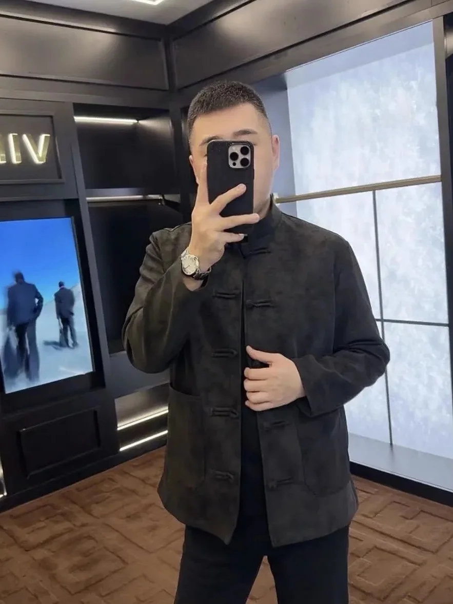 

Новая мужская куртка-пальто в китайском стиле с воротником на пуговицах, повседневная, легкая, для зрелых мужчин, осенняя, деловая, повседневная, длинная.