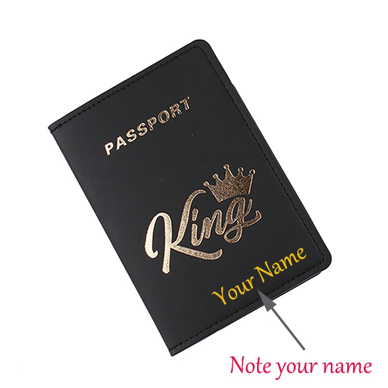 

Customizable Name Passport Cover Men Women Passeport Personnalisé Gold Color Text Passport Holder Travel Wallet