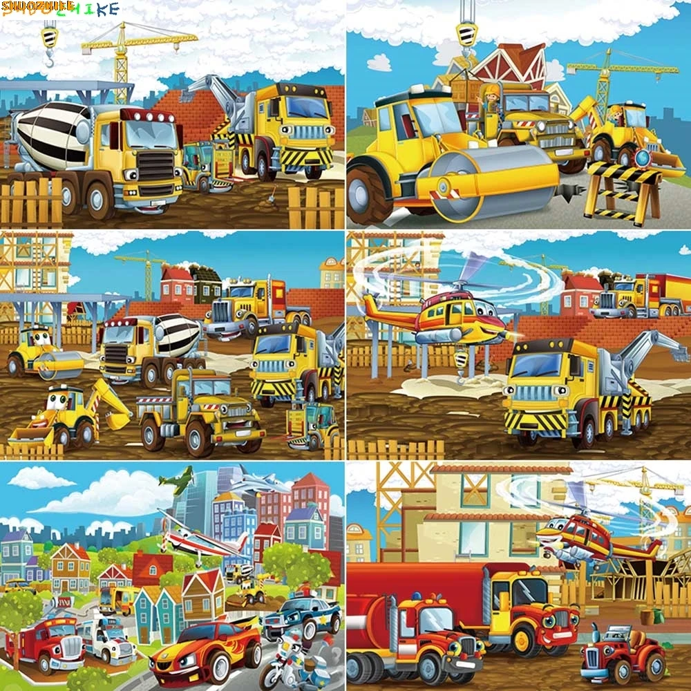 

Cartoon Construction Site Photography Backgrounds Child Birthday Party Decor Photozone Backdrops Studio Photobooth Props