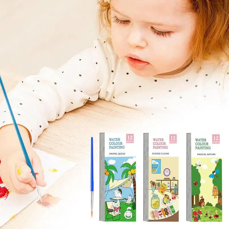 Watercolor Painting Book Creative Kids Graffiti Picture Drawing Toys nature food animal Coloring Books Birthday Christmas gifts