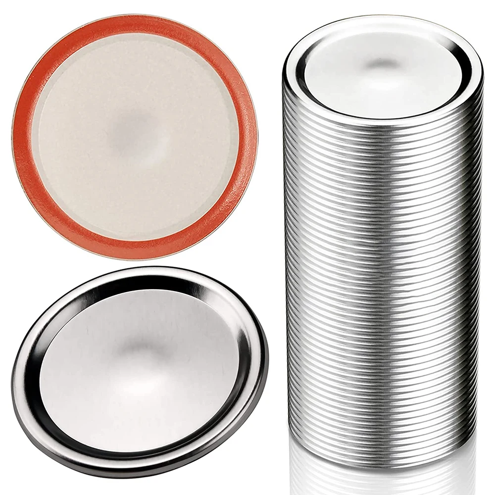 Mouth Canning Lids for Mason Jars Split-Type Jar Lids Leak Proof and Secure Canning Caps with Silicone Seals-50 PCS