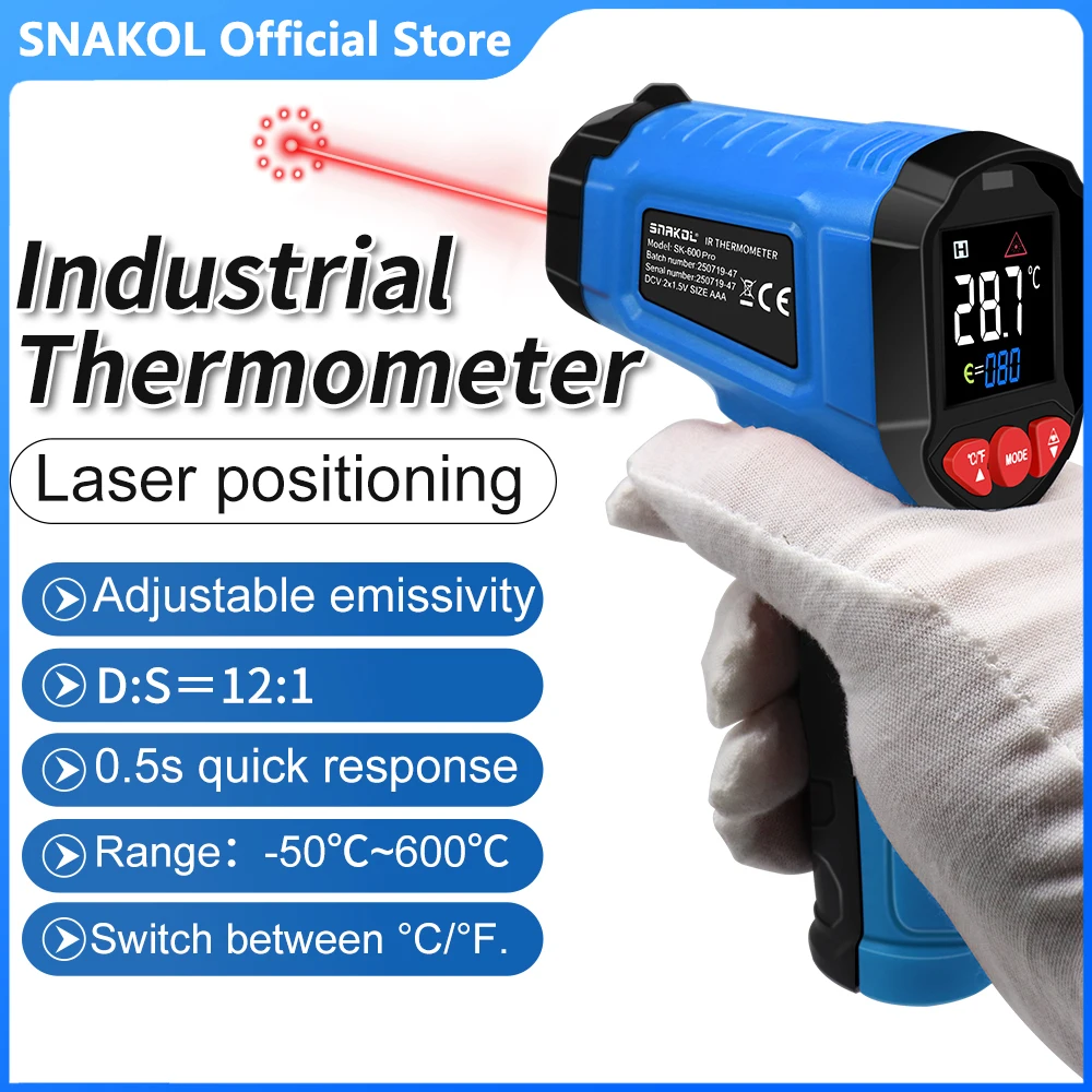 

SK380/SK600 Digital Infrared Thermometer Non-Contact Pyrometer Handheld Industrial High-Precision Electronic Temperature Gauge